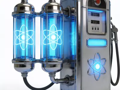 Atompunk Blue Plasma Fuel Pump Low-poly 3D model