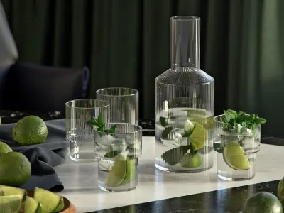 Ripple Glass Tableware Set 3D model