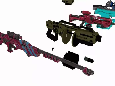 Sci-Fi Weapon Pack  High Poly Futuristic Guns Collection PBR Low-poly 3D model