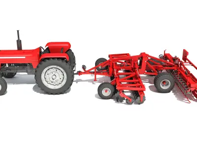 Tractor with Disc Harrow 3D model purchase