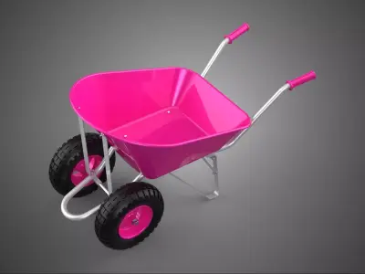 PINK MAGENTA WHEELBARROW FRAME HANDLES CART TROLLEY GARDEN YARD 3D model