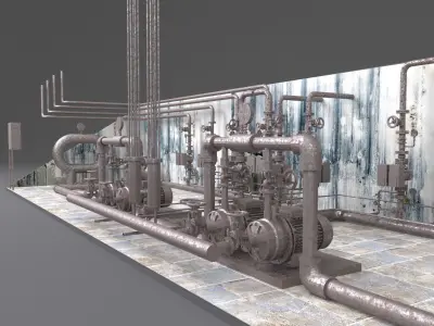 Fire-fighting pumping station 3D model purchase
