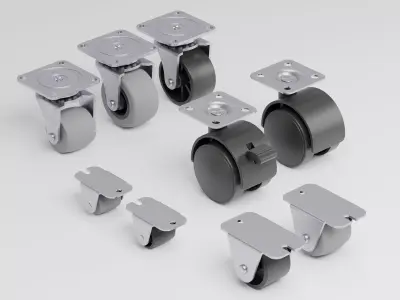 Furniture Caster Wheels Set  9 Models 3D model