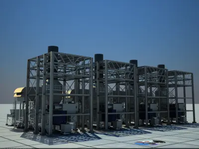 GasTurbine group of steam turbines Free 3D model