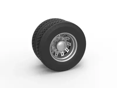 Rear custom wheel of semi truck Version 19 Scale 1 to 25 3D print model