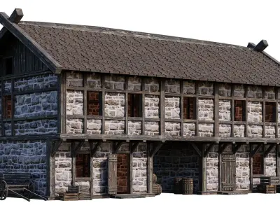 Old Medieval Building House 4K Textures GameReady 61 Low-poly 3D model