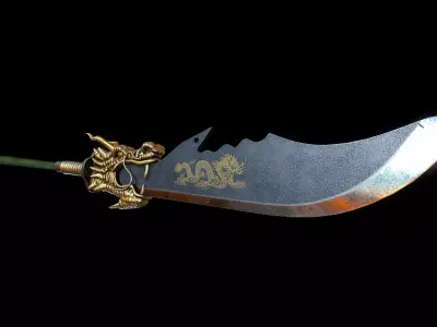 Guandao Halberd Low-poly 3D model