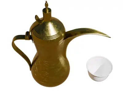 Ramadan - Islamic Coffee Pot -Dallah- with Porcelain Cup 3D model