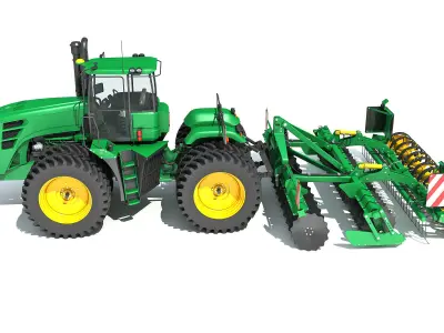 Tractor with Seed Drill 3D model 8