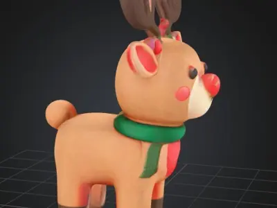Festive Christmas Reindeer 3D model