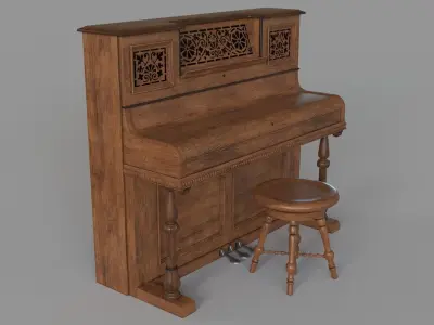 Antique Piano 3D model