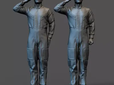 Fighter pilot saluting 3D print model