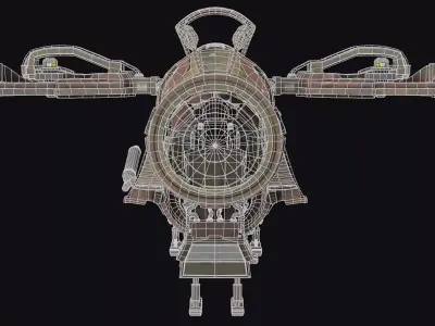 Sci-Fi Hovercraft Helicopter VTOL Tiltrotor Flying Aircraft Low-poly 3D model