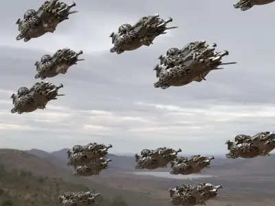 Swarm of Alien Sci fi Ships 3D model