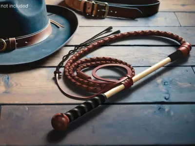 Leather Whip Braided Brown Rigged 3D model