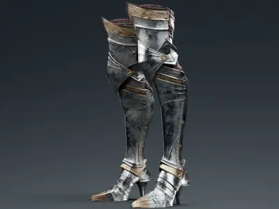  Female Knight Leg Armor Set Armor MidPoly 3D model