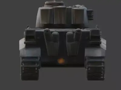 Destroyed World War II Heavy Battle Tank 3D Model V03 Low-poly 3D model