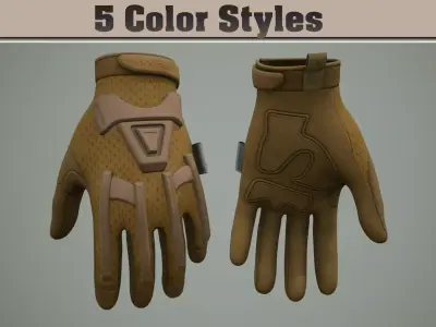 Tactical Combat Gloves 05 Low-poly 3D model