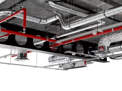 Industrial HVAC Ceiling System  Low-poly 3D model