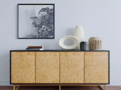 Media Console with decor 3D model