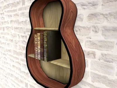 Loft style bookshelf Free low-poly 3D model