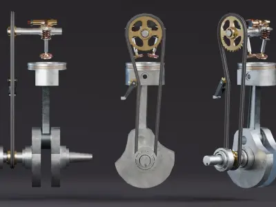 Realistic Engine - Internal Combustion Engine Low-poly 3D model by Assemblr