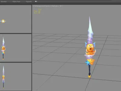 Cartoon starfish octopus sword Low-poly 3D model