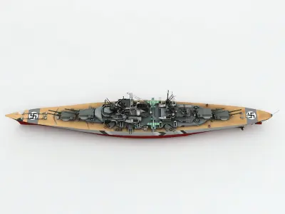 Military Battleship Bizmarck  3D model