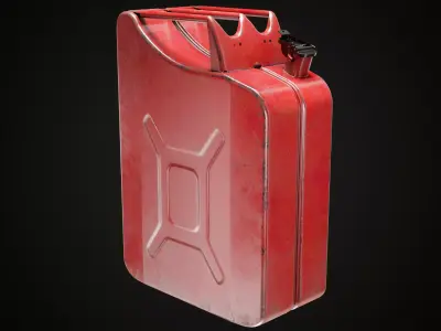 Red gasoline canister Low-poly 3D model