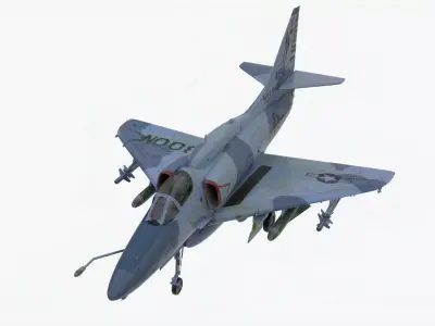 4K textures A-4F Skyhawk 3D Model Low-poly 3D model