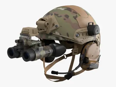  Military Ballistic Helmet with NVG Binocular Camo Used 