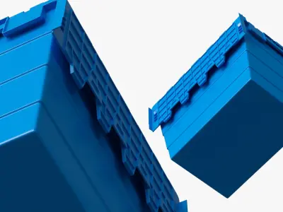 Heavy Duty Plastic Storage Container with Lid Blue 3D model