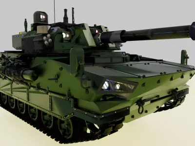 Modern Battle Tank Low-poly 3D model