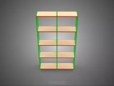 VERTICAL TOWER WOOD STEEL WAREHOUSE METAL SHELVING STORAGE RACK 3D model