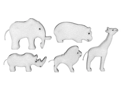 Wooden animal toys 3D model