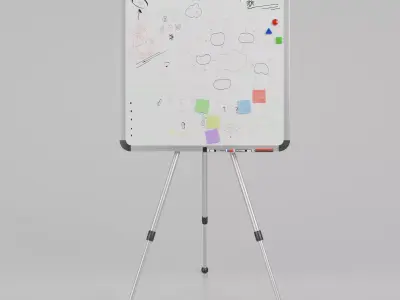 Customizable Metal Whiteboard with Stand - Square Writing Board Low-poly 3D model
