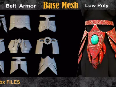 35 Belt Armor Base Mesh vol 15 Low-poly 3D model