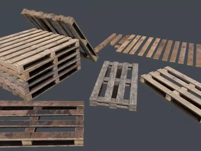 wood pallets Low-poly 3D model get