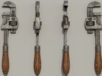 Pipe Wrench Low-poly 3D model 9