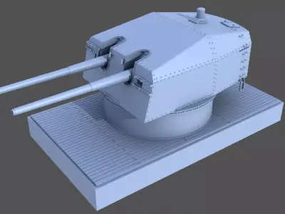 Bismarck 15cm turret 01 - Personal license - 1-72 scale 3D print model