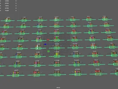 Set of Resistors Low-poly 3D model