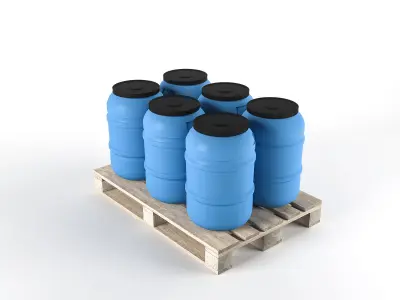 Barrel on Pallet Low-poly 3D model
