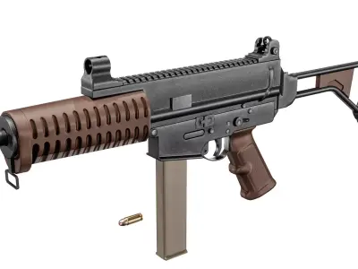 Pindad PM2 SMG Low-poly 3D model