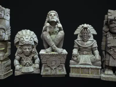Aztec Mayan Statue 3D model