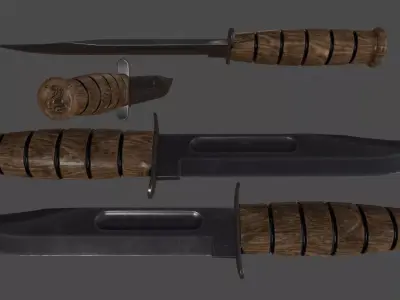 knife 9 with wooden handle Low-poly 3D model