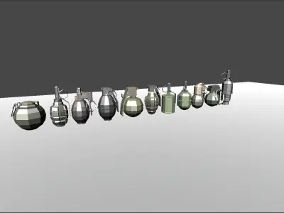 Low Poly Grenades Collection Low-poly 3D model
