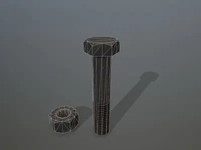 Bolts bolt and nut Low-poly 3D model 20