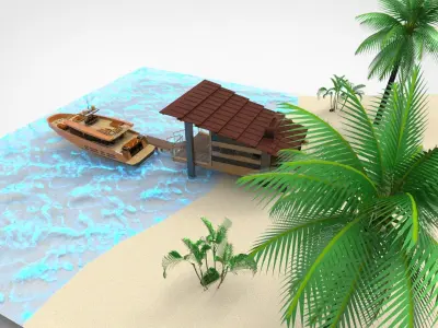 Docking  yacht 3D model