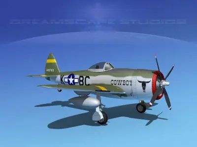 Republic P-47D Thunderbolt V13 3D model