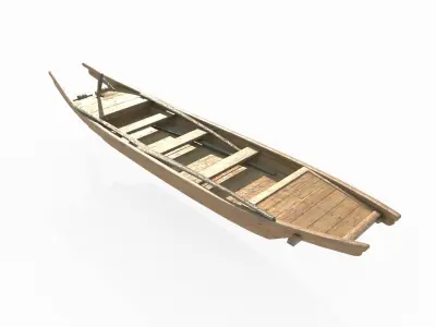 Ancient assault wooden boat 3D model